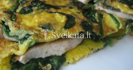 Omletas su mėsa ir špinatais