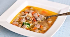 Daržovių sriuba su jautienos frikadelėmis