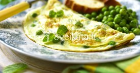 Omletas su žaliaisiais žirneliais ir mėtomis