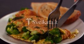 Omletas su brokoliais ir feta