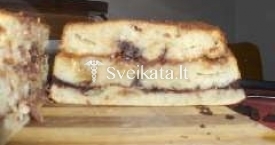 Sluoksniuotas bananinis keksas su šokoladu